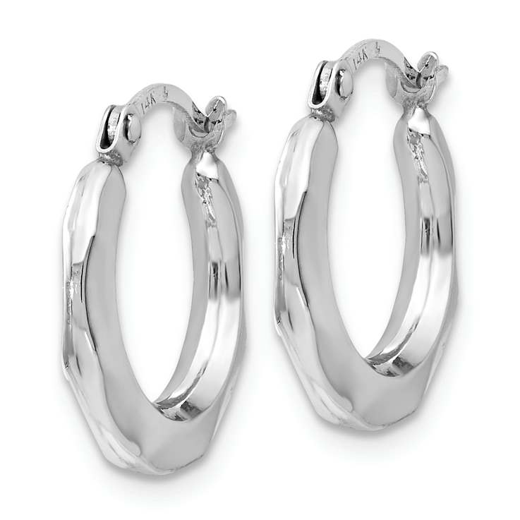 Polished Hinged Hoop Earrings In 14K White Gold