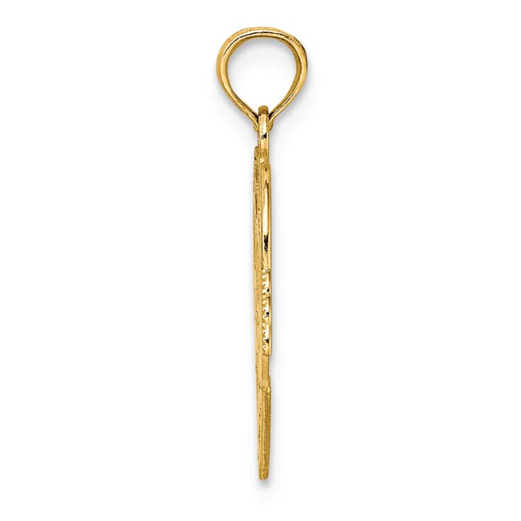 10K Yellow Gold Polished and Beaded Claddagh In Heart Charm