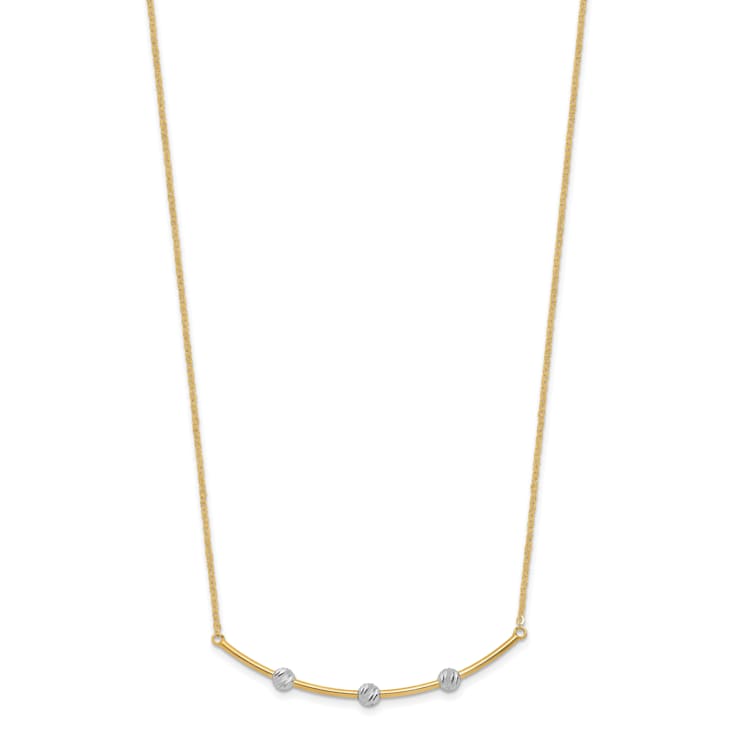 14K Two-tone Diamond-cut Bar Necklace