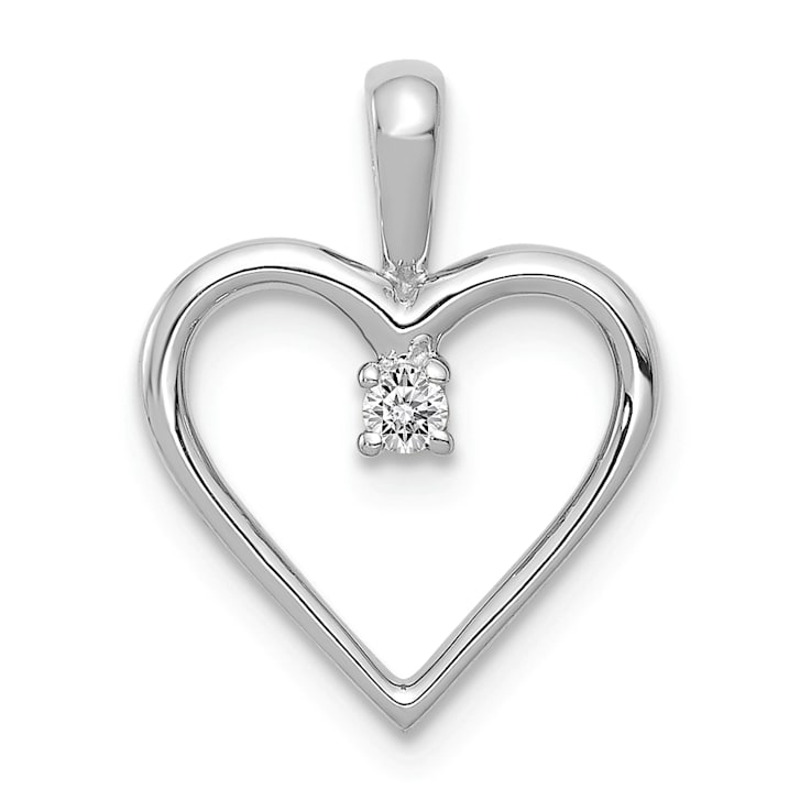 Rhodium Over 14k White Gold Diamond Heart Pendant