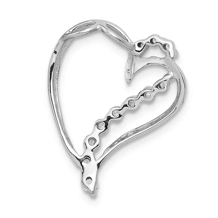 Rhodium Over 14k White Gold Diamond Heart Chain Slide Pendant
