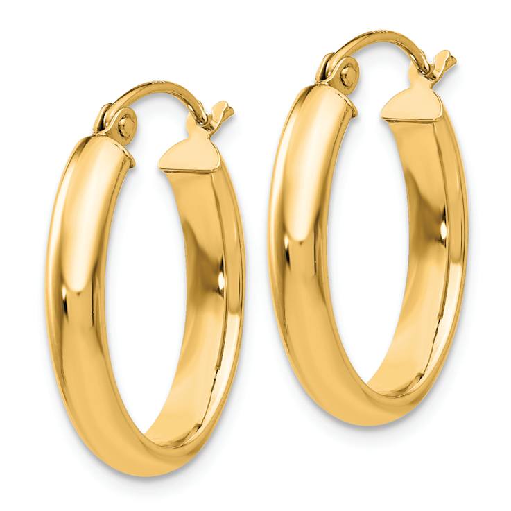 14k Yellow Gold Polished 7/8" Oval Tube Hoop Earrings