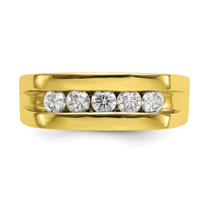 10K Yellow Gold Lab Grown Diamond SI1/SI2, G H I, 5-Stone Men's Channel Band