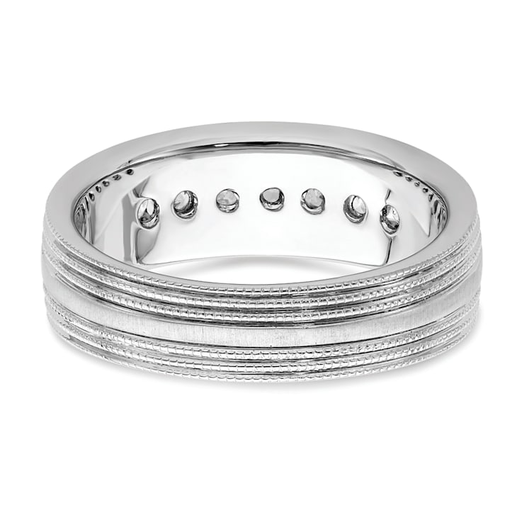Rhodium Over 14K White Gold Lab Grown Diamond SI1/SI2, G H I, Polish and
Satin Men's Ring