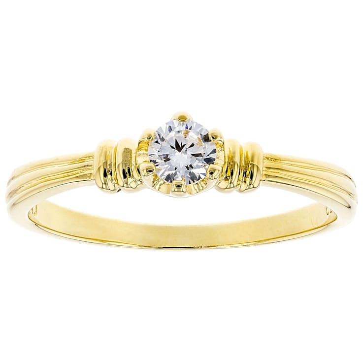 White Cubic Zirconia 18K Yellow Gold Over Sterling Silver Promise Ring 0.36ctw