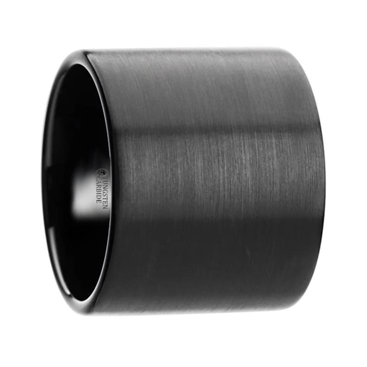 SAN ANTONIO Flat Black Tungsten Carbide Band with Brushed Finish 20mm