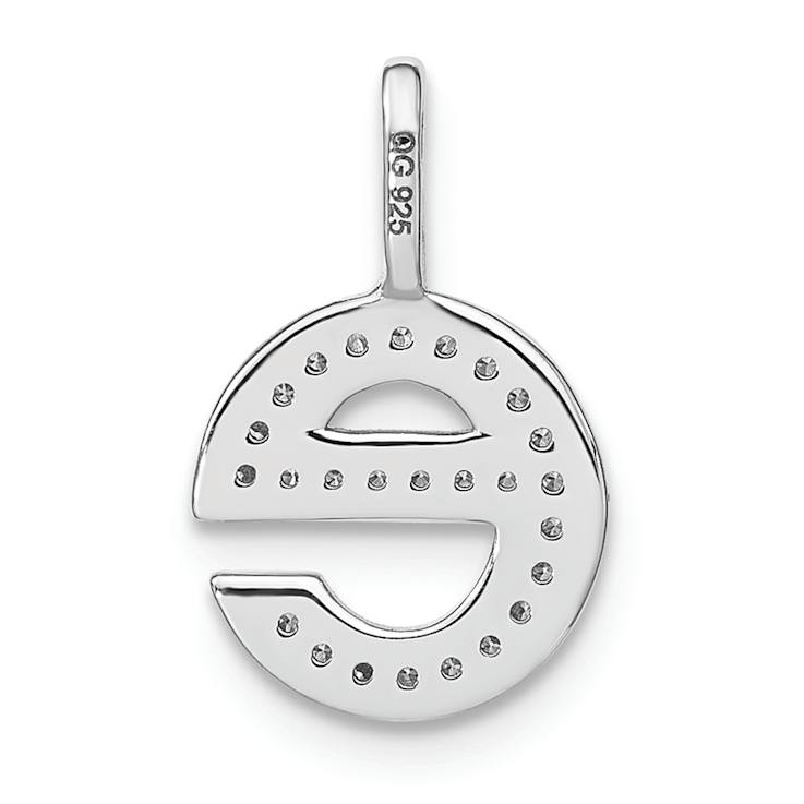 14K White Gold Diamond Lower Case Letter E Initial Pendant