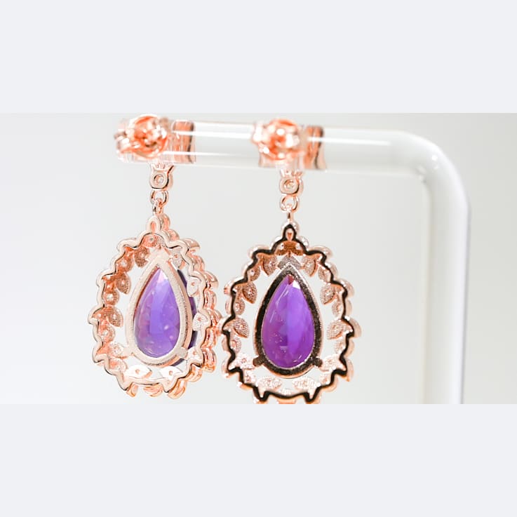 Amethyst and CZ 6.95 Ctw Pear 18K Rose Gold Over Sterling Silver Center
Design Earrings Jewelry