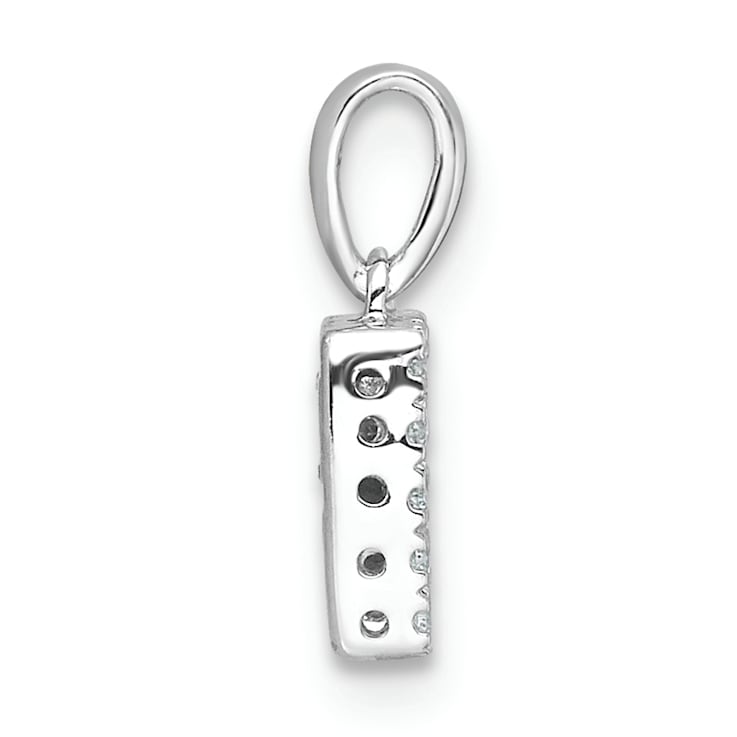 14K White Gold Diamond Letter R Initial with Bail Pendant