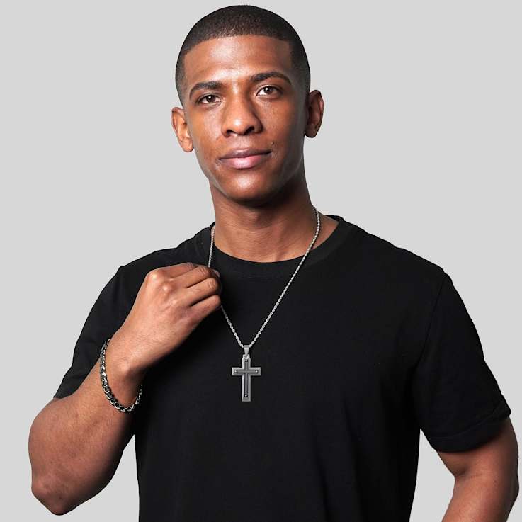 Invicta Men's Two-Tone Cross Pendant With Chain In Stainless Steel