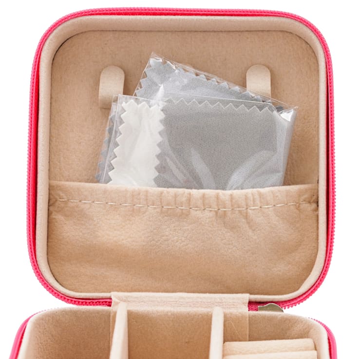 Berry Pink Travel Size Jewelry Box with Cleaning Cloth