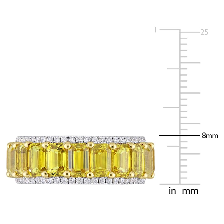 Yellow Sapphire and Diamond 14K Yellow Gold Ring 12.54ctw