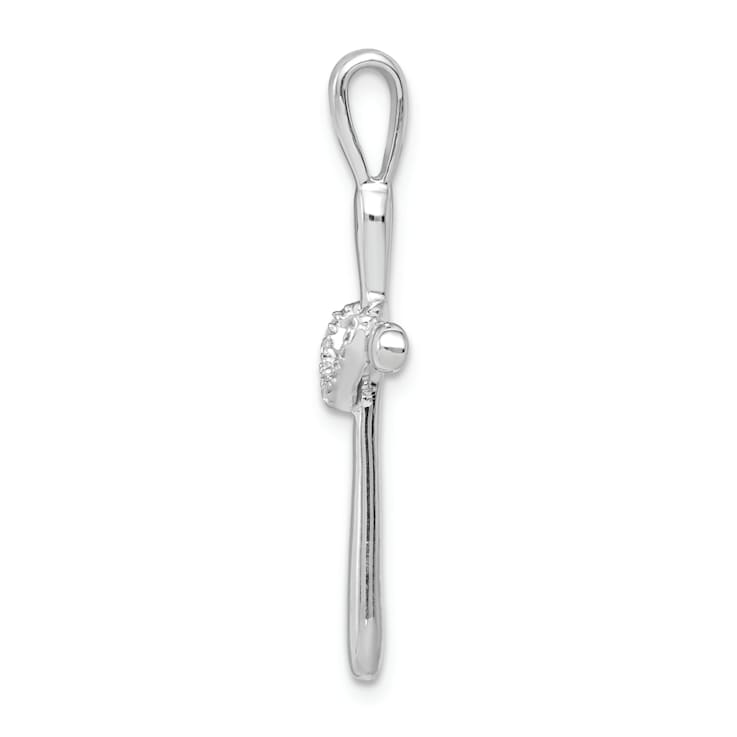 Rhodium Over 14K White Gold 1/10ct. Diamond Cross with Heart Pendant 0.009ctw