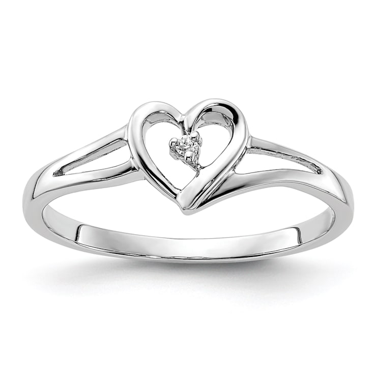 Rhodium Over 14K White First Promise Heart Diamond Promise/Engagement
Ring 0.01ctw