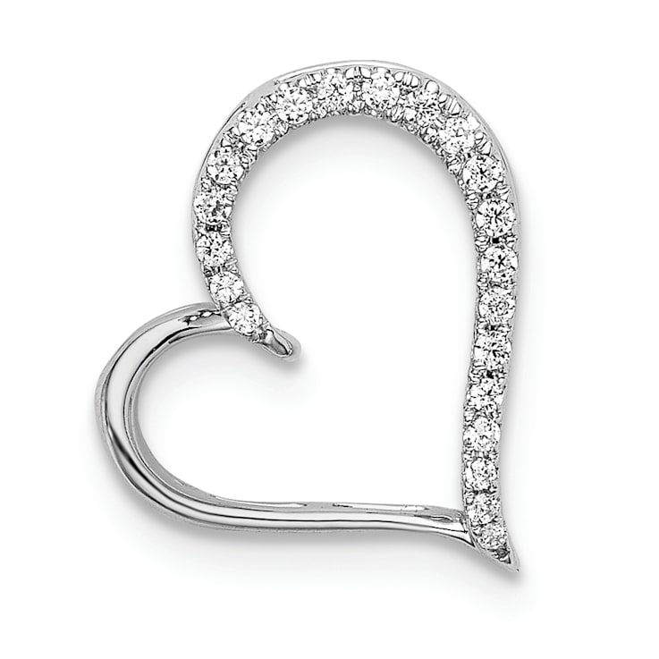 Rhodium Over 14k White Gold Diamond Heart Chain Slide Pendant