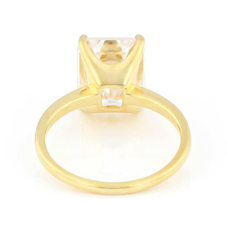 Large Emerald-Cut Moissanite Solitaire Ring In 14K Gold Over Sterling Silver