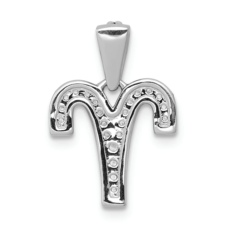 Rhodium Over 14K White Gold Diamond Aries Zodiac Pendant