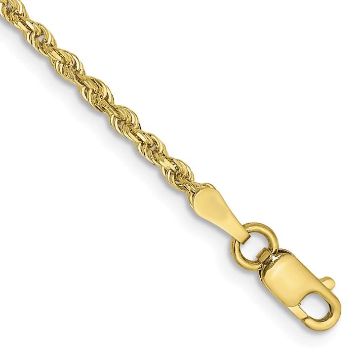 10k Yellow Gold 2mm Diamond-Cut Quadruple Rope Link Bracelet