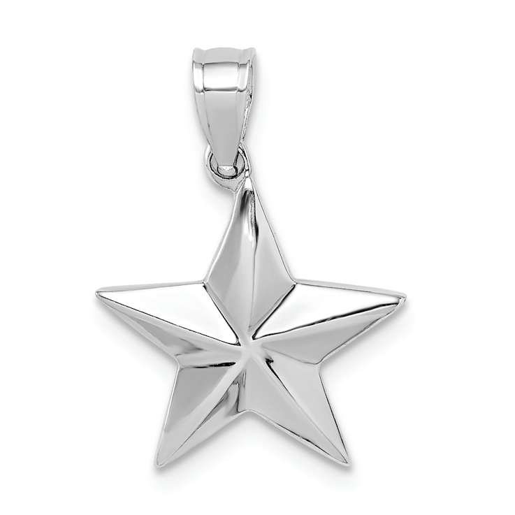 Rhodium Over 14k White Gold Polished Star Pendant