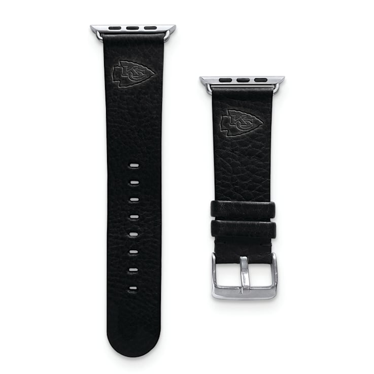 Gametime Kansas City Chiefs Leather Band fits Apple Watch (42/44mm M/L
Black). Watch not included.