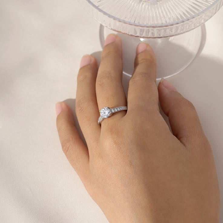 White Cubic Zirconia Platinum Over Sterling Silver Ring 1.70ctw
