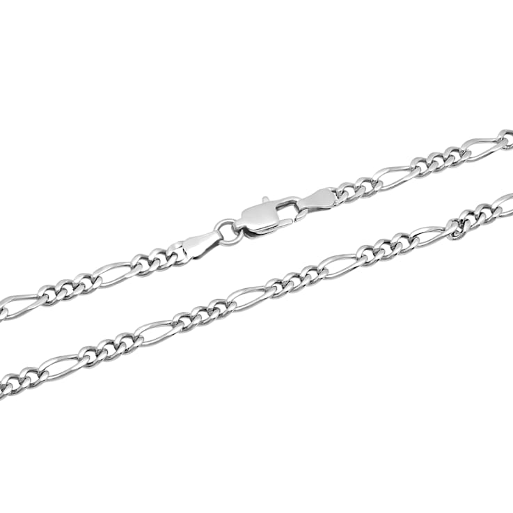 Robert Alton Men's Figaro Chain Necklace 3.5mm In Stainless Steel 24 Inch