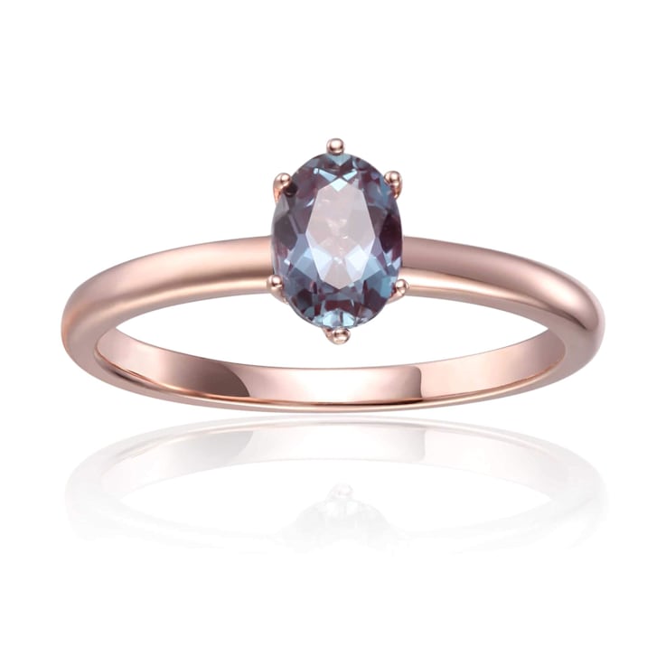 Oval Lab Created Alexandrite 14K Rose Gold Over Sterling Silver
Solitaire Ring, 1.00ct