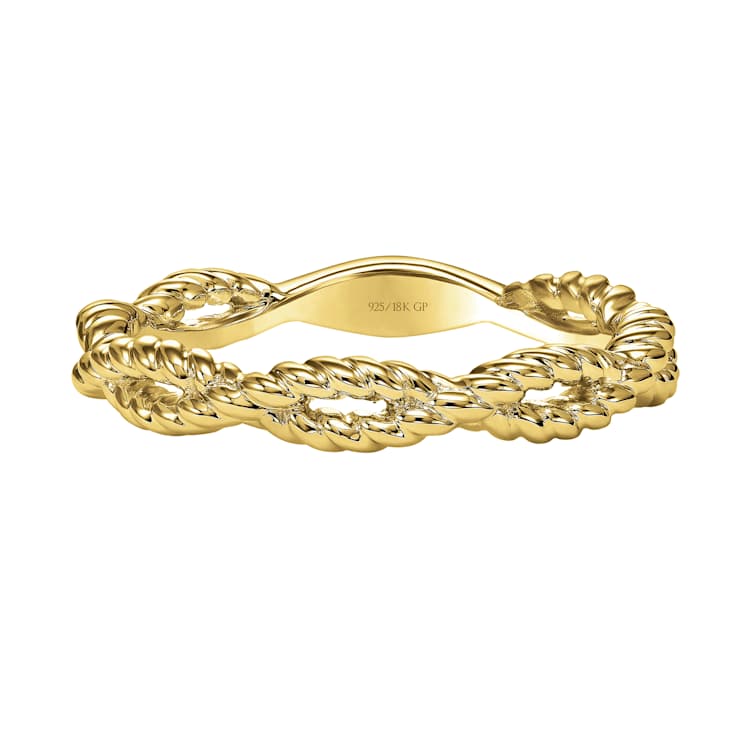 Rope Twist Stacking Ring In 18K Gold Over Sterling Silver