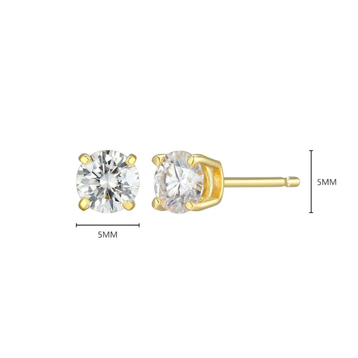 Moissanite 14k Yellow Gold Over Silver Stud Earrings 1.00ctw DEW