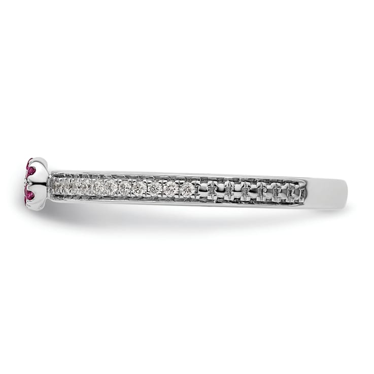 14K White Gold Stackable Expressions Rhodolite and Diamond Ring 0.075ctw