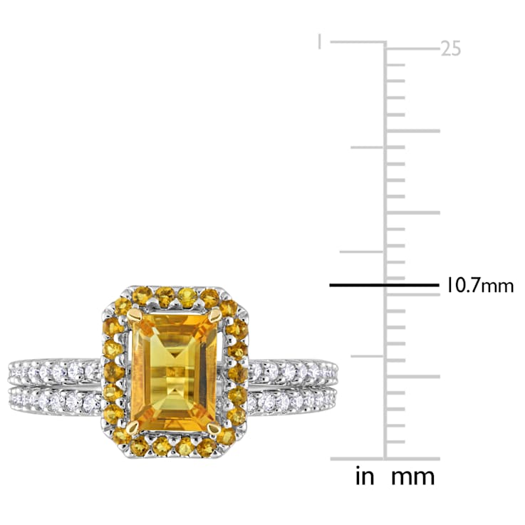 Citrine and Diamond 14K White and Yellow Gold Ring 1.60ctw
