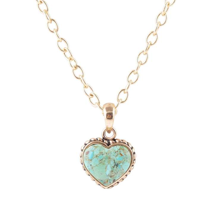 Barse Turquoise Heart Pendant Necklace In Bronze