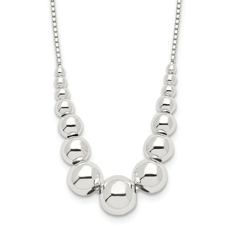 Sterling Silver Graduated Beads Necklace