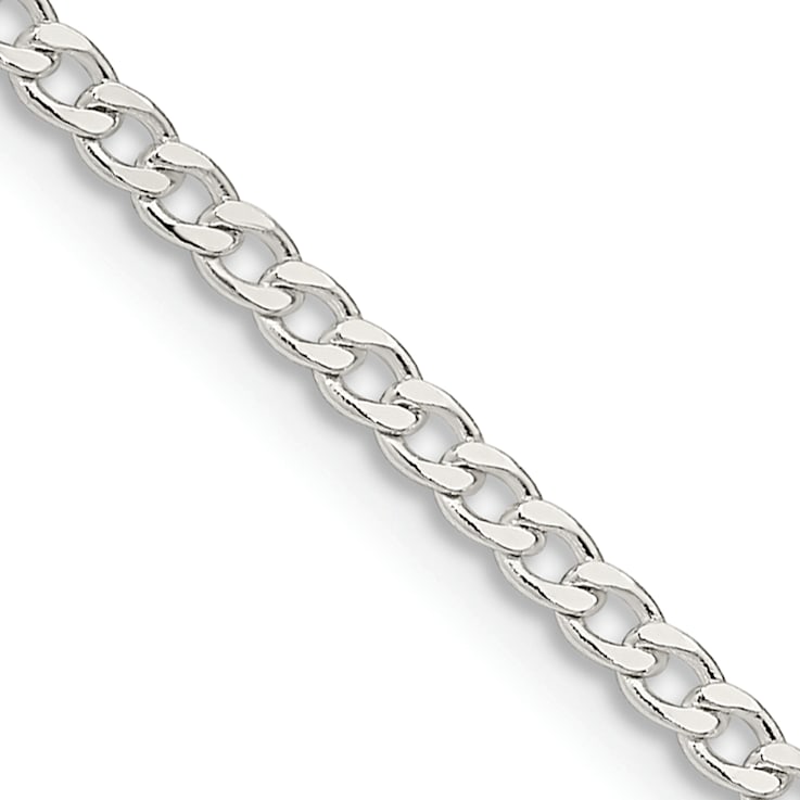 Sterling Silver 2.3mm Beveled Curb Chain Bracelet