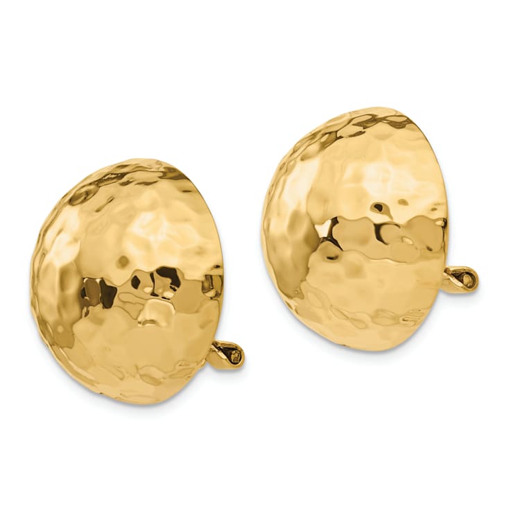 14k Yellow Gold Hammered Non-pierced Stud Earrings