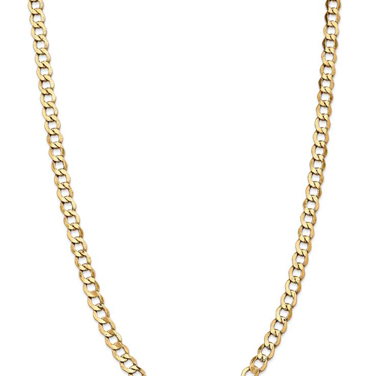 14k Yellow Gold 6.5mm Curb Link 20 Inch Chain