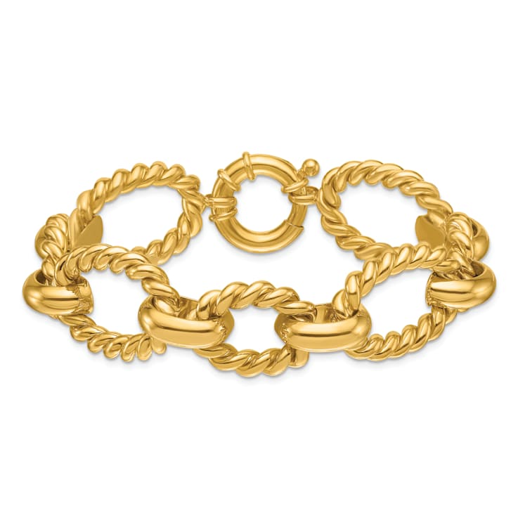 14K Yellow Gold Mixed Twisted Link 8-inch Bracelet
