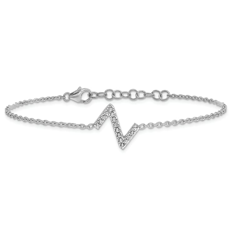 Rhodium Over 14k White Gold Diamond Sideways Letter Z Bracelet