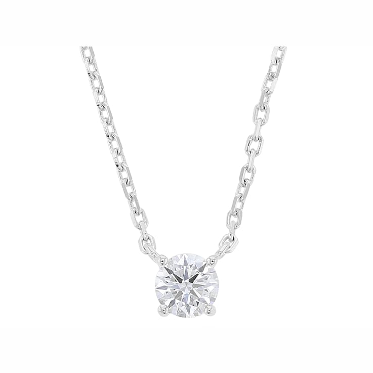 Elegant Lab-Grown Diamond Solitaire Pendant Necklace In Sterling Silver