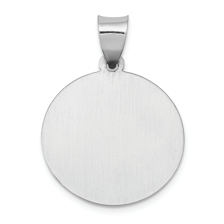 Rhodium Over 14K White Gold Polished and Satin St Joseph Medal Hollow Pendant