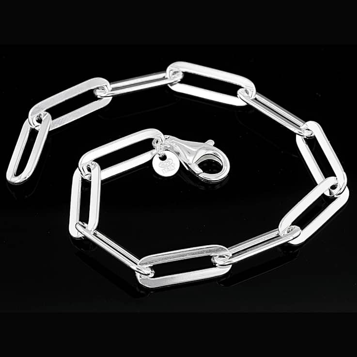 Wide Paperclip Chain Bracelet In Sterling Silver