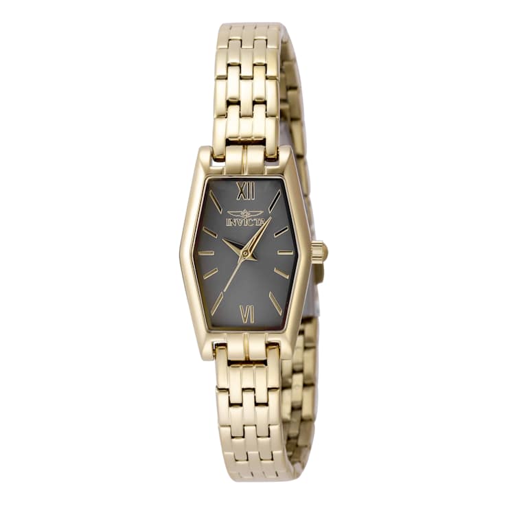Invicta Angel Tonneau 20mm Charcoal Dial Gold-Tone Bracelet Watch