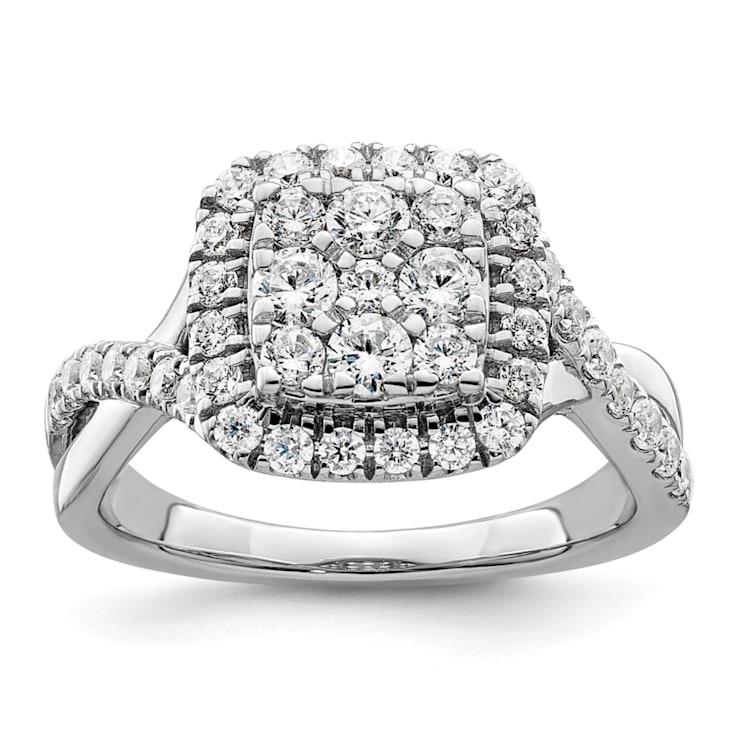 Rhodium Over 14K White Gold Lab Grown Diamond VS/SI GH, Cluster Ring 0.991ctw