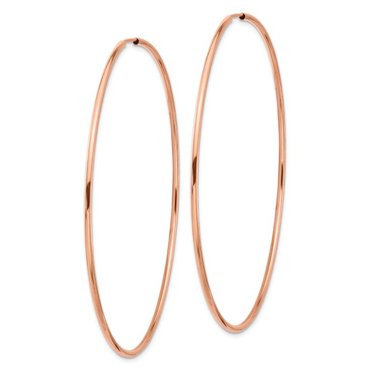 14k Rose Gold Polished 2 1/2" Endless Hoop Earrings