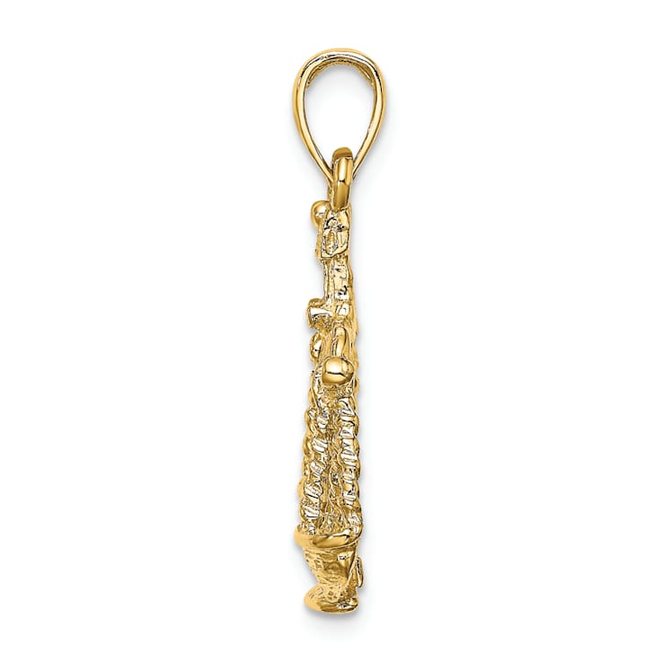 14k Yellow Gold 3D Textured Large Libra Zodiac pendant