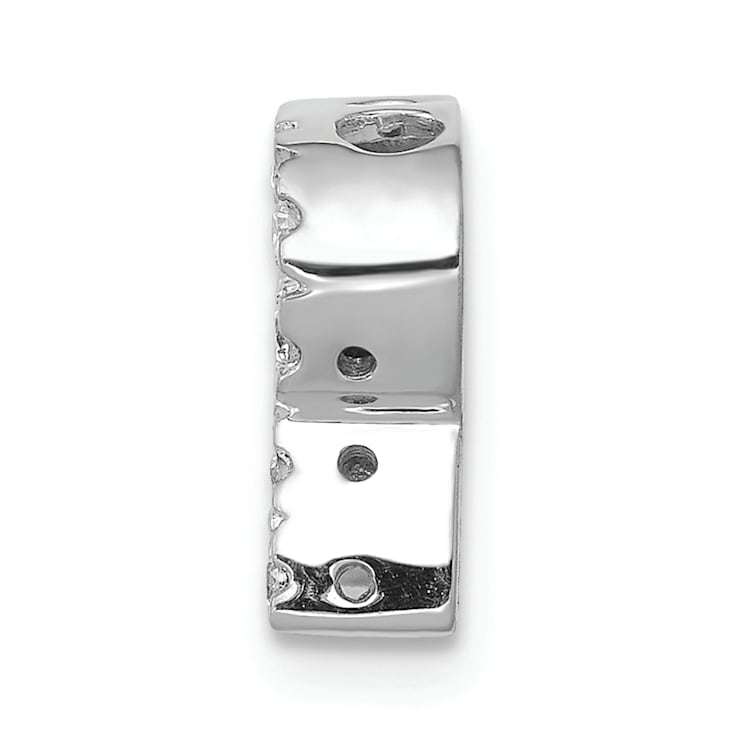 Rhodium Over 14K White Gold Diamond Letter R Initial Charm