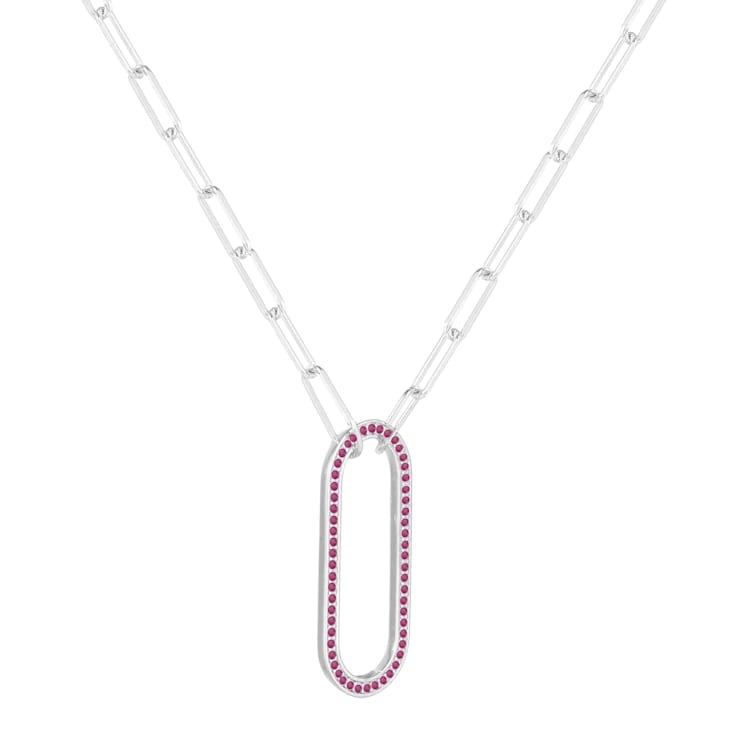 Ruby Sterling Silver Bar Necklace