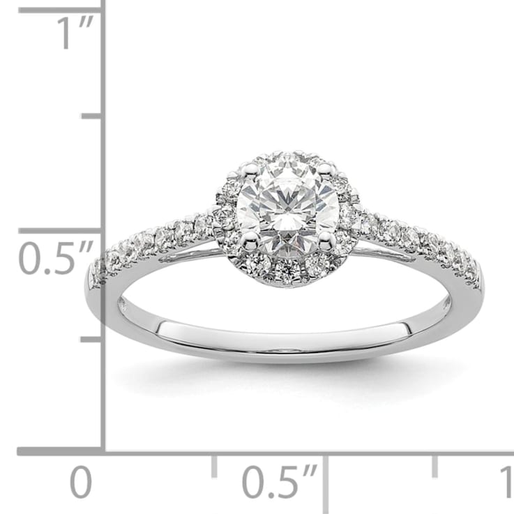 Rhodium Over 14K White Gold Eternal Promise Lab Grown Diamond Halo
Complete Ring 0.76ctw