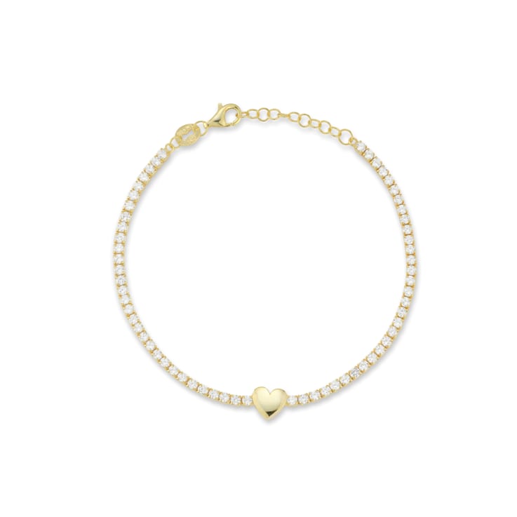 Sterling Statements 14K Yellow Gold Over Sterling Silver Cubic Zirconia
Heart Tennis Bracelet