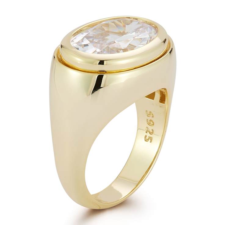 Rachel Zoe CZ Bold Dome Ring in 14K Gold Over Sterling Silver